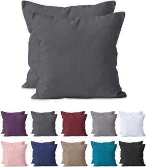 Hometex Premium Textiles Kissenbezug 2-er Set Kissenbezug Mikrofaser, Doppelpack Kissenhüllen ca. 95 g/m², Dekorative Dekokissen Sofakissen Lendenkissen Wurfkissenbezug mit Reißverschluss