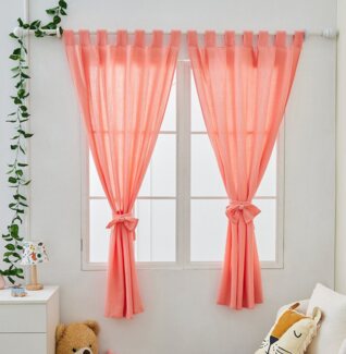 Alavya Home® Vorhang Alice PREMIUM Musselin Stoff (2 St), Schlaufen, Lichtschutz, 100% Bio-Baumwolle, Vorhänge 100x150 cm Kurz 2er-Set für Kinderzimmer