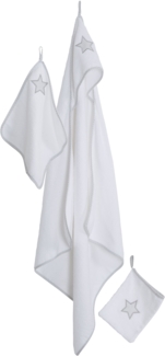 roba Handtuch Set 'Little Stars' - 3-teilig - Kapuzenhandtuch - Waschlappen - Frottee - Weiß