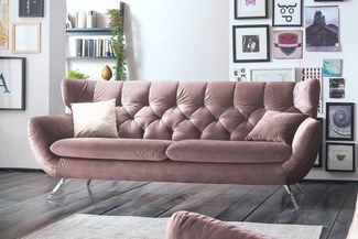 KAWOLA Sofa CHARME 2-Sitzer Velvet roségrau 94 x 95 x 175 cm