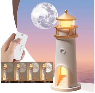 MUPOO LED-Sternenhimmel Leuchtturm Deko LED Mondlicht Projektor Aufladbar mit Fernbedienung, mit USB-Kabel, Warmweiß