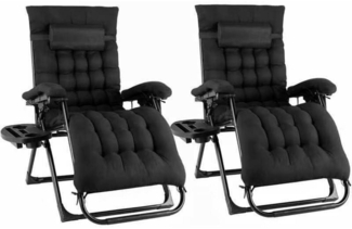 TLGREEN Sonnenliege 2er Set klappbar mit Kissen Schwarz