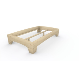 Holzbett (Fichte) "Rosi" 120 x 200 cm 38 cm ohne Kopfteil Massivholzbett Bett