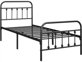 Yaheetech Bettgestell Metallbett, Metall Bettrahmen mit Kopfteil, Schwarz