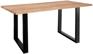 Baumkante Esstisch Sheesham naturbelassen 160 x 85 schwarz MAREK 76397515