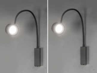 2er SET Akku Wandlampen Schwarz, abnehmbarer Leuchtenkopf, Breite 7,5cm