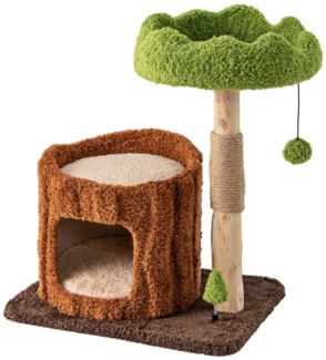 COSTWAY Kratzbaum, mit Katzenhöhle & Liegeflächen, Baumlochform, 60x46x73cm