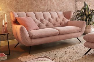 KAWOLA Sofa CHARME 2-Sitzer Cord rosa 94 x 95 x 175 cm