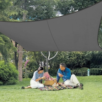 XXL Sonnensegel Wasserdicht 4x4m Grau mit UV Schutz Sonnenschutz Balkon Garten