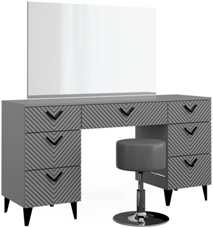 Schminktisch Anett Grau 150 cm mit Hocker Vicco