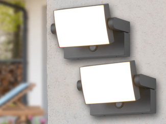 LED Außenwandleuchten 2er SET ALU in Anthrazit mit Bewegungsmelder, Breite 20cm