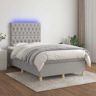 Boxspringbett mit Matratze & LED Stoff Hellgrau 120 x 200 cm, Härtegrad: H2 [3135661]