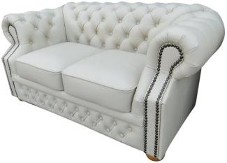 Casa Padrino Echtleder 2er Sofa Weiß 160 x 90 x H. 78 cm