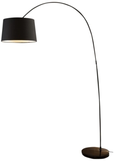 Bogenlampe Metall Marmor Textil Schwarz