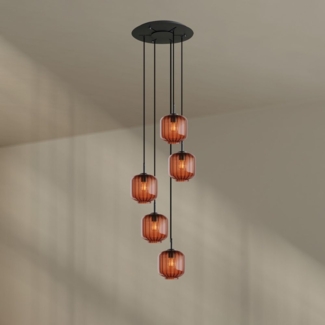 s.luce Velo 5-flammige Galerieleuchte Ø 60cm Baldachin Ø 20cm Braun, Schwarz