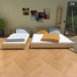 Familien-Nesterl Doppelbett 180 200 23 Zirbe mit Ablage
