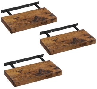 VASAGLE Wandregal, 3 Stück, MDF vintagebraun, 40 x 20 x 3,8 cm