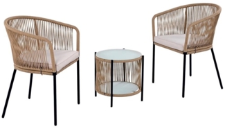 Balkonset Gartenset Bistro Set Gartenmöbel Set Outdoor Rope Sitzgruppe Beige