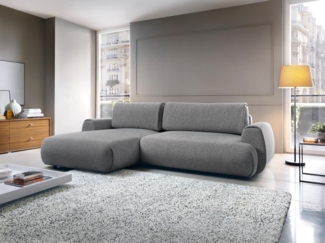 Vente-unique - Ecksofa mit Schlaffunktion - Ecke links - Strukturstoff - Grau - MONELIA