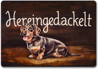 speecheese Fußmatte Hereingedackelt Fußmatte in 35x50 cm ohne Rand mit Dackel