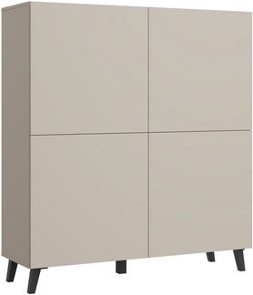 Home affaire Highboard HIGHBOARD PHUKET II, Stilvolle, grifflose Hochkommode, Breite 120cm, Mit 4 Türen und 8 Fächern und höhenverstellbaren Einlegeböden