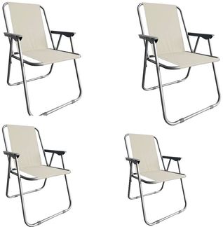 Campingstuhl Anglersessel Gartenstuhl Sessel mit Armlehne beige 4er Set