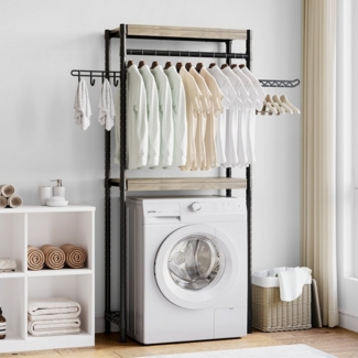 GarveeMore Waschmaschinenumbauschrank Überbauregal Waschmaschine 2 Ablagen–höhenverstellbares Waschküchenorganisation, platzsparendes Wäschetrocknungs-Kleiderrega