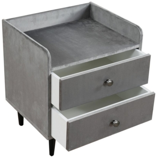 i@home Nachttisch (1-St), 2 Schubladen, Mit Metallgriff,Schallwand, Samt, Grau (1-Set), 43.5x35.5x49cm