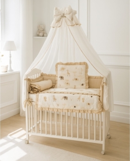 Babybett 3in1 Musselin Safari – Beistellbett & Stubenwagen ab Geburt