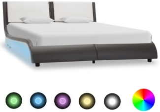vidaXL Bettgestell mit LED, Kunstleder 120x190 cm