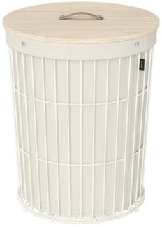 SONGMICS Wäschekorb, mit Deckel, Wäschesammler rund, 95 L, herausnehmbarer Wäschesack