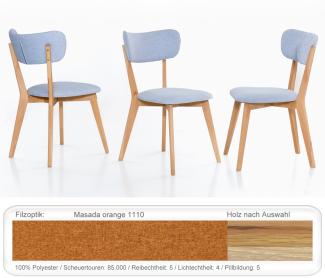 Holzstuhl Norina 12 Polsterstuhl Varianten Esszimmerstuhl Küchenstuhl Kernbuche geölt, Masada orange