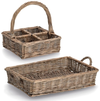 Zeller Present Brotkorb, Naturfaser, (Set, 2-tlg), und Tablett im Set, Weide geflochten