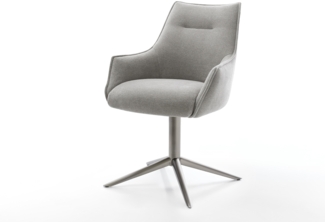 Drehstuhl Alja-Flex mit Armlehnen Strukturstoff Soft Grau Fußkreuz Graphit 360° drehbar Wippfunktion Taschenfederkern