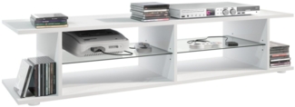 Meuble TV Movie V3 Lowboard 134 x 29 x 37,5 cm avec 6 compartiments ouverts, caisson en Blanc mat
