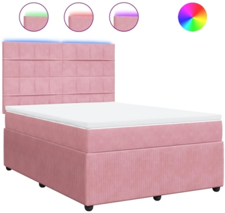 vidaXL Boxspringbett mit Matratze Rosa 140x190 cm Samt 3294639