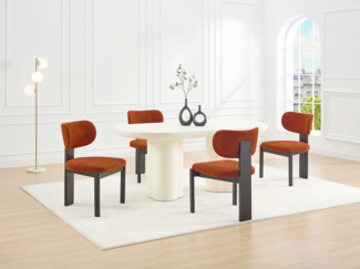 Vente-unique - Stuhl 2er-Set - Bouclé-Stoff & Kautschukholz - Schwarz & Terracotta - WILANA