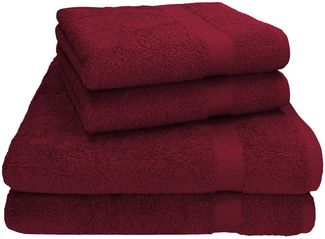 Betz 'PREMIUM' Handtuch Set, 4-tlg., 2 Handtücher und 2 Duschtücher, 100% Baumwolle, 70x140 / 50x100 cm, Dunkelrot