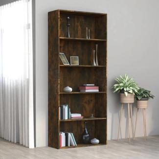 vidaXL Bücherregal 5 Fächer Räuchereiche 80x30x189 cm Holzwerkstoff 815402