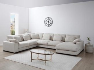 Vente-unique - Große Wohnlandschaft - Ecke rechts - Cord - Beige - RIADOPI