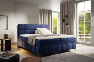 Boxspringbett Schlafzimmerbett SOPHIE 160x200cm Stoff Salvador Dunkelblau