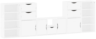 vidaXL 5-tlg. Wohnwand mit Stauraum ODDA Weiß Massivholz Kiefer 3365377