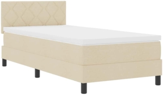 vidaXL Boxspringbett mit Matratze mit Matratze Creme 90 x 200 cm Stoff 3338739