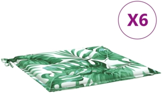 vidaXL Stuhlkissen 6 Stk. Blattmuster 40x40x3 cm Stoff 361004
