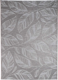 TaraCarpet Teppich In & Outdoor Teppich Newton 96014 Blatt, rund, Höhe: 3 mm, Sisal optik d.grau Wohnzimmer Terrasse Garten Balkon Küche 120x120 cm