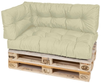 TexDeko® Garden Palettenkissen 120 x 80 x 18 cm wasserabweisend UV - beständig In- & Outdoor Premium Sitzkissen gesteppt Palettenauflage für Europaletten (3-TLG Set, Sand)