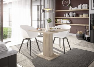 Mäusbacher Säulen-Esstisch (ausziehbar) in eiche sägerau - 80x76x80cm (BxHxT) (ausziehbar)