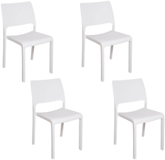 Dmora 4er Set Gartenstühle Cereseto, Gartensitz, Für drinnen und draußen, Stapelbar, Made in Italy, 47x53 h82 cm, Weiß