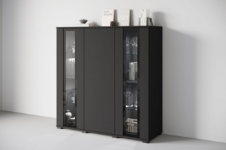 INOSIGN Highboard Caro, modernes Design mit Glaseinsätzen, Breite 120 cm (1 St), grifflose Fronten mit Push-to-Open, höhenverstellbare Einlegeböden