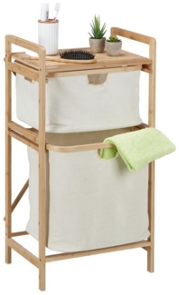Wäschekorb Bambus, Natur, Beige, 2x Fächer beige